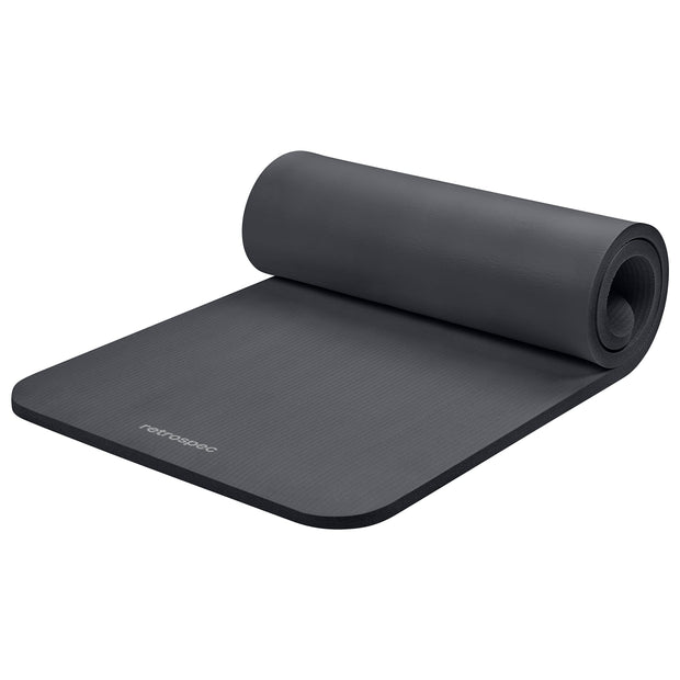 Retrospec Solana Yoga Mat 1" Thick With Nylon Carry Strap for Men & Women - Non Slip Exercise Mat for Home Yoga, Pilates, Stretching, Floor & Fitness Workouts