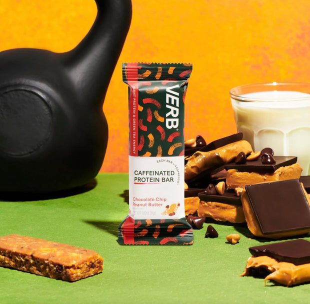 Verb Energy Caffeinated Protein Bar Bundle – Chocolate Chip Peanut Butter & Oatmeal Chocolate Chip – 10g Plant-Based Protein – Vegan, Gluten-Free, 200-Calorie Low Sugar Energy Bars with Organic Green
