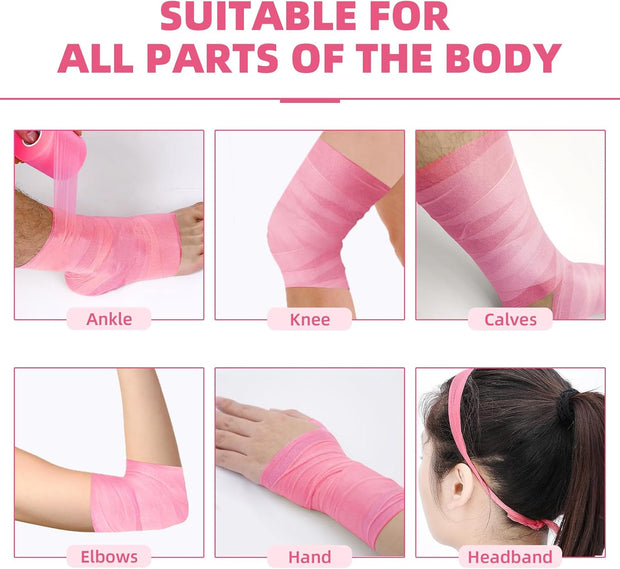 OK TAPE Pre Wrap Tape (4-Rolls) - Athletic Foam Underwrap for Sports, Protect for Ankles Wrists Hands and Knees, 2.75 Inches x 30 Yards - Black/Pink/Beige/White