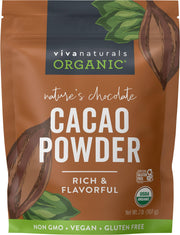 Viva Naturals Organic Cacao Powder, 1lb - Unsweetened Cacao Powder With Rich Dark Chocolate Flavor, Perfect for Baking & Smoothies, Non-GMO, Certified Vegan & Gluten-Free, 454 g