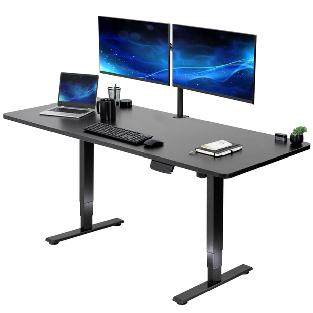 VIVO Electric 63 x 32 in Standing Desk, Memory Height Adjustment, 176 lb Frame Support, 2E Series, Black Top Black Frame, DESK-KIT-2E1B