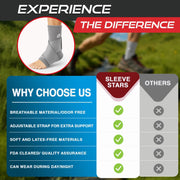 Sleeve Stars Ankle Brace for Women & Men, Ankle Wrap for Sprain, Compression Sleeve for Plantar Fasciitis Relief, Easy Customizable Support: w/ Removable Strap (Single/M:10"-12"/Black)