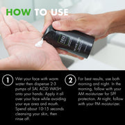 Tiege Hanley Salicylic Acid Cleanser for Men - Gentle & Deep Cleansing Face Wash for Clear Skin - Prevent Breakouts & Helps Control Oil Production, Minimizing Blackheads & Reduce Pore Size