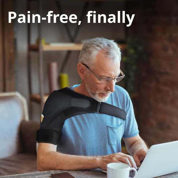 Shoulder Brace - Support & Injury Prevention Brace- Joint Pain Releaser- Shoulder Compression Wrap Strap - Adjustable Injury Accessories for Shoulders - Premium Quality Strap by FIGHTECH (Pink, L-XL)