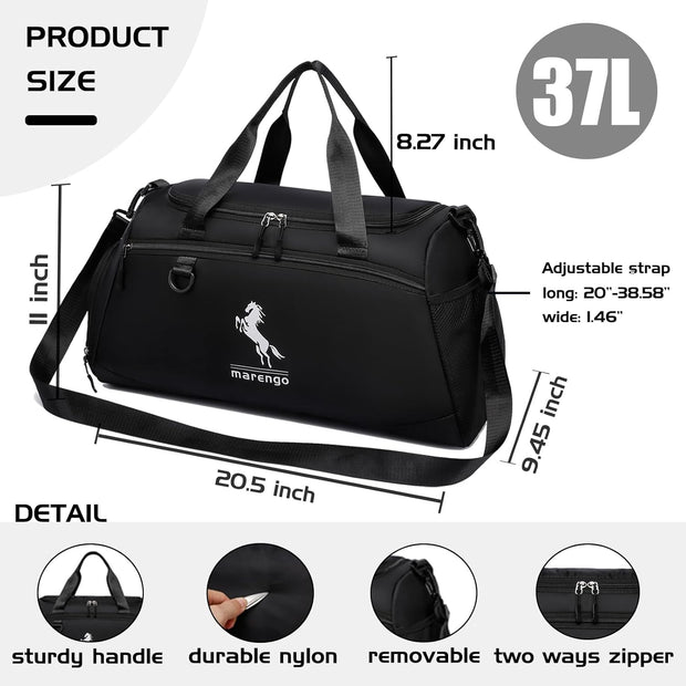 Marengo Gym Bag for Men & Women with Shoe & Wet Compartment - Duffle Bag for Travel, Sports, Fitness & Workout, gifts for men&women