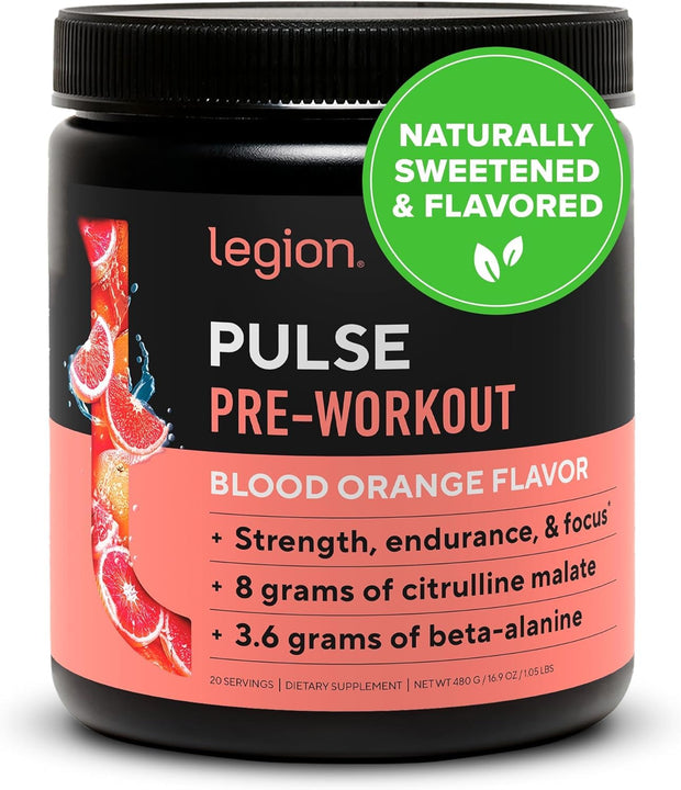 LEGION Pulse Pre Workout - All Natural Nitric Oxide Preworkout Drink to Boost Energy, Creatine Free, Naturally Sweetened, Beta Alanine, Citrulline, Alpha GPC (Tropical Punch)
