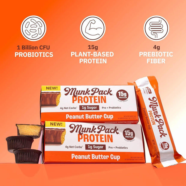Munk Pack Sampler Pack Probiotic Protein Bars | Keto-Friendly 15g Plant Protein, 1g Sugar, 4g Net Carbs - Vegan, Low Carb, Gluten-Free Healthy Snacks | 5 Count