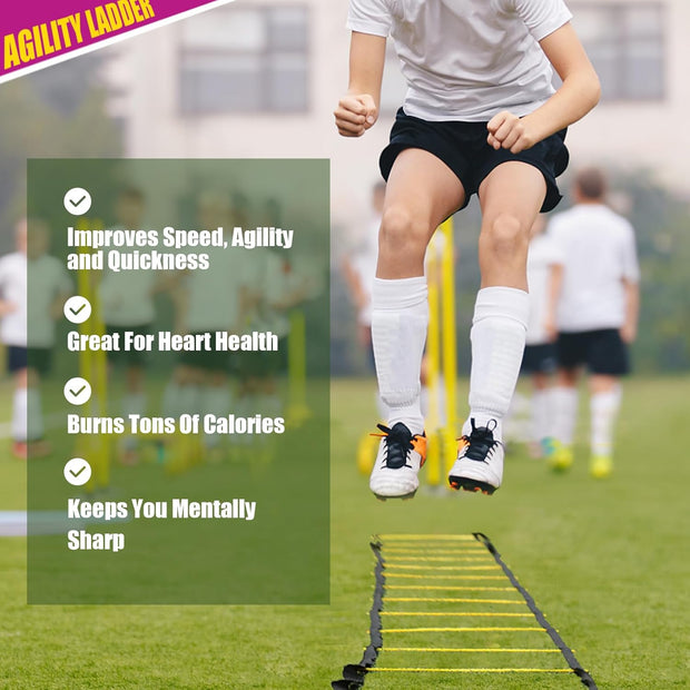 Teenitor Agility Ladder Speed Ladder Training Ladder for Soccer, Speed, Football Fitness Feet Training Carry Bag Agility Training Equipment 13 rungs, 23 feet