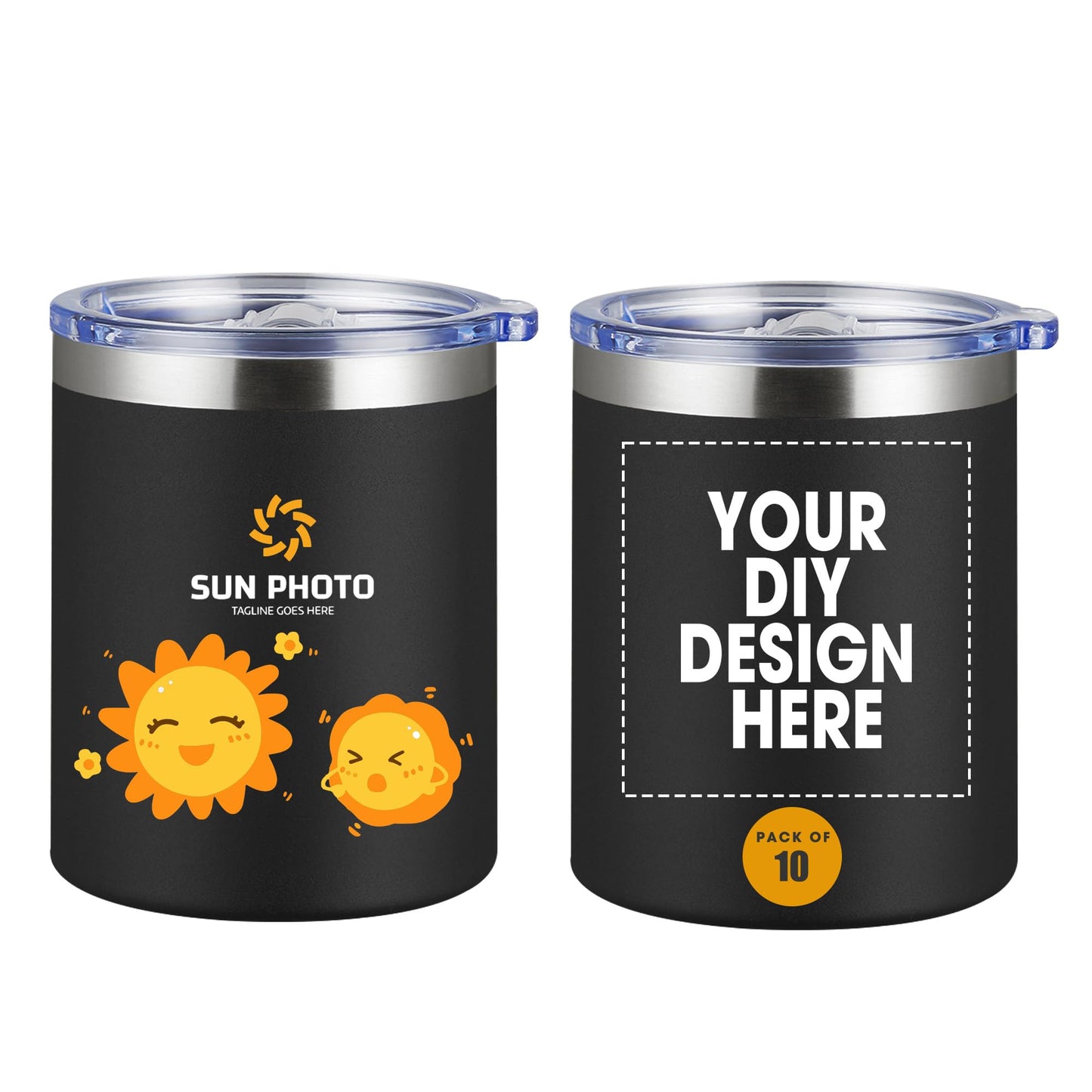 Personalized Custom Tumbler Print in USA 12oz Stainless Steel Travel Coffee Cup with Lid & Straw Double Wall Insulated Mug With Colorful Text Logo Photo