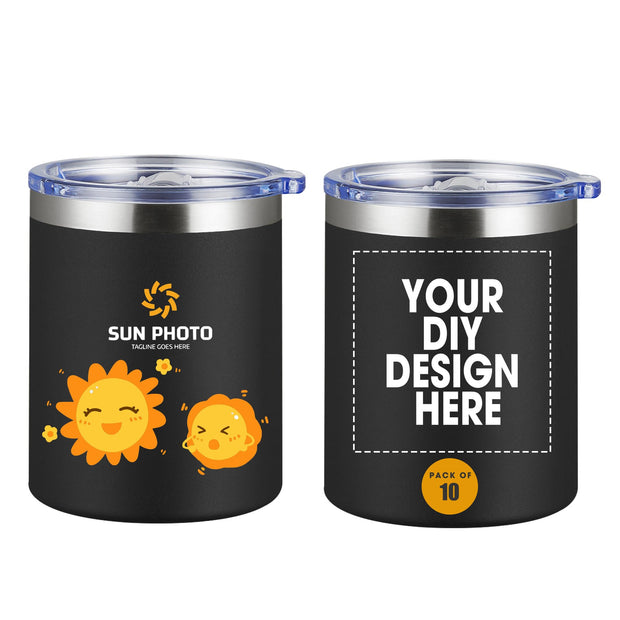 Personalized Custom Tumbler Print in USA 12oz Stainless Steel Travel Coffee Cup with Lid & Straw Double Wall Insulated Mug With Colorful Text Logo Photo