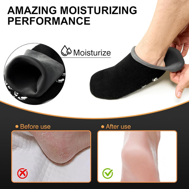 MoyRetty Moisturizing Silicone Socks for Men - Large Size, Ultimate Aloe-Infused Gel for Home Use - Say Goodbye to Dry Cracked Feet Black