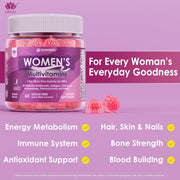 Womens Multivitamin Gummy with Iron, Biotin 2500mcg, Collagen, Keratin, Daily Vitamins A C D E Folate, B Complex, Methylated Multivitamin for Women Support Energy, Beauty, Immune, Sugar Free, 60 Count