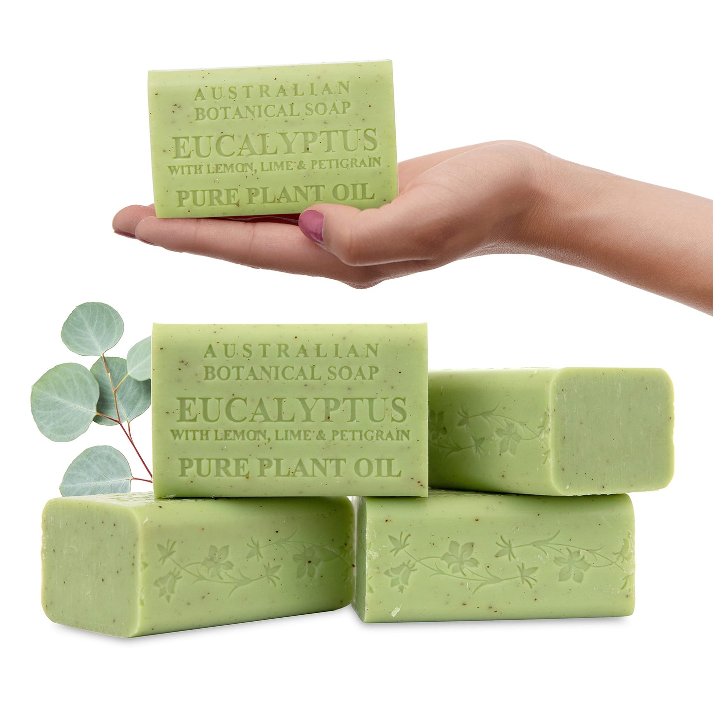Australian Botanical Soap, Sea Salt, Lemongrass, Pink Lychee, Valencia Orange 6.6 OZ, Luxury Soap Bars Enriched with Shea Butter, Vegan Friendly Assorted Pack of 4