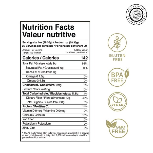 Pride Of India Natural Black Chia Seeds - Ideal Smoothie Ingredient & Salad Topping - Omega 3 Source, High Fiber Superfood & Protein Rich Seed - 1.25 Pound (20oz) Jar