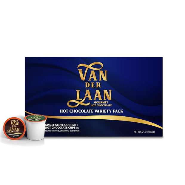 Van Der Laan Chocolate Hot Cocoa Pods, Gourmet Dutch Chocolate Assorted Variety Pack Compatible with K Cup Brewers Including 2.0, 40 Count