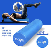 Yes4All EVA Firm Foam Roller for Back - Round Back Roller for Exercise, Yoga & Pilates 12/18/24/36 inch
