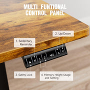 Veken 47.2" Standing Desk Electric, Height Adjustable Sit Stand Up, Wood Desktop, Work Home Office, Computer PC Table, Writing Rising Desks, Brown