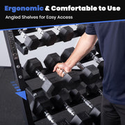 LIONSCOOL Adjustable 4-Tier Dumbbell Rack Stand - Heavy Duty 1000LBS Weight Storage for Dumbbells, Kettlebells | Home Gym Equipment Organizer