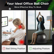 Yoga Ball, 18-30 Inch Extra Thick Exercise Ball for Workout Fitness Balance, Anti Burst Chair for Home and Office Desk, Includes Hand Pump & Workout Guide Access