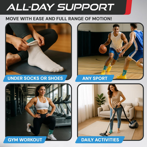 Sleeve Stars Ankle Brace for Women & Men, Ankle Wrap for Sprain, Compression Sleeve for Plantar Fasciitis Relief, Easy Customizable Support: w/ Removable Strap (Single/M:10"-12"/Black)