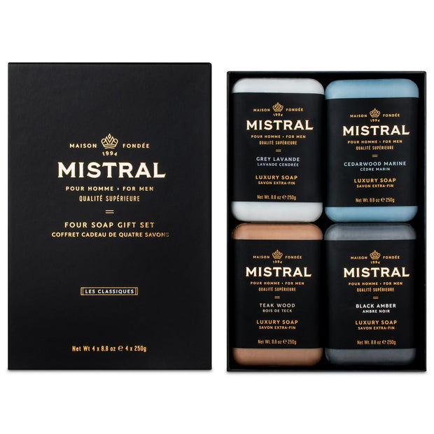 Mistral Cedarwood Marine Luxury Bar Soap for Men | Men’s Natural Soap Bar | Paraben, Phthalates Free | Moisturizing & Triple-Milled Natural Soap for Men - Made in France | Large, 8.8 oz