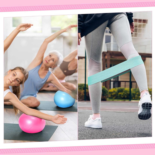 Poen Home Pilates Kit for Women Pilates Equipment Ring and Ball Set with Stretching Strap 8 Resistance Bands Non Slip Socks Gym Back Bags Exercise Equipment for Workout