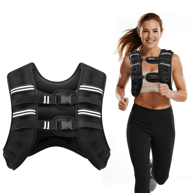 Weighted Vest, 8lb/12lb/16lb/20lb/25lb/30lb Weight Vest with Two Adjustment Straps for Men Women, Weight Vests with Reflective Stripe for Strength Training, Running, Jogging, Walking