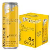 Red Bull Yellow Edition Energy Drink, Tropical, with 80mg Caffeine plus Taurine & B Vitamins, 8.4 Fl Oz, 6 Packs of 4 Cans (Pack of 24)