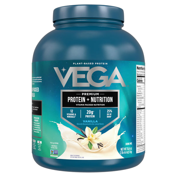 Vega Original Essential Protein - 25g Plant-Based Protein, Creamy Chocolate, 20 Servings, Vegan Non-GMO Drink Mix, Smoothie & Shake Ready, Gluten Free, Dairy Free, 32.5oz (Packaging May Vary)