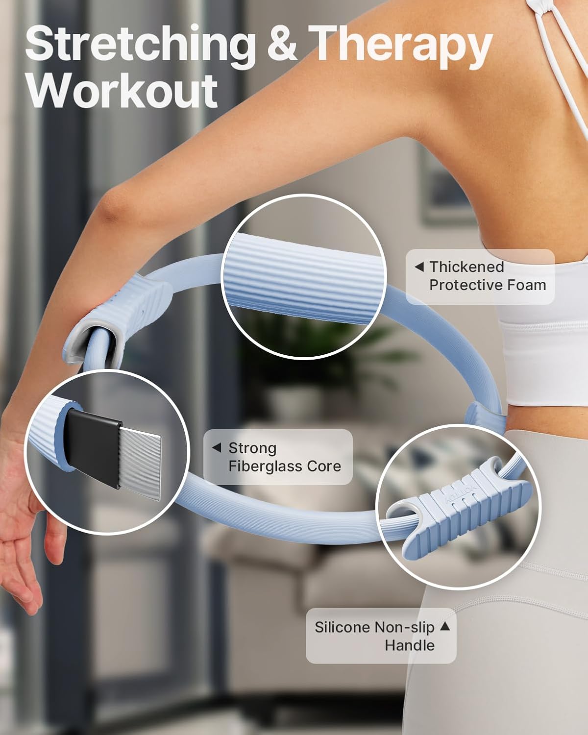 YOTTOY Pilates Ring,15 Inch Magic Circle Ring for Women Thighs,Core and Arms,Exercise Ring Pilates Equipment for Home Workout & Yoga Equipment
