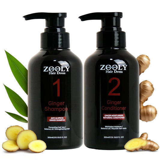 Ginger Hair Shampoo and Conditioner Set Scalp Care Salon Quality, Anti Hair Loss, Balance Oil, Moisturizing and Strengthening Hair, Suitable for Women and Men, 20.3 Fl Oz, Pack of 2
