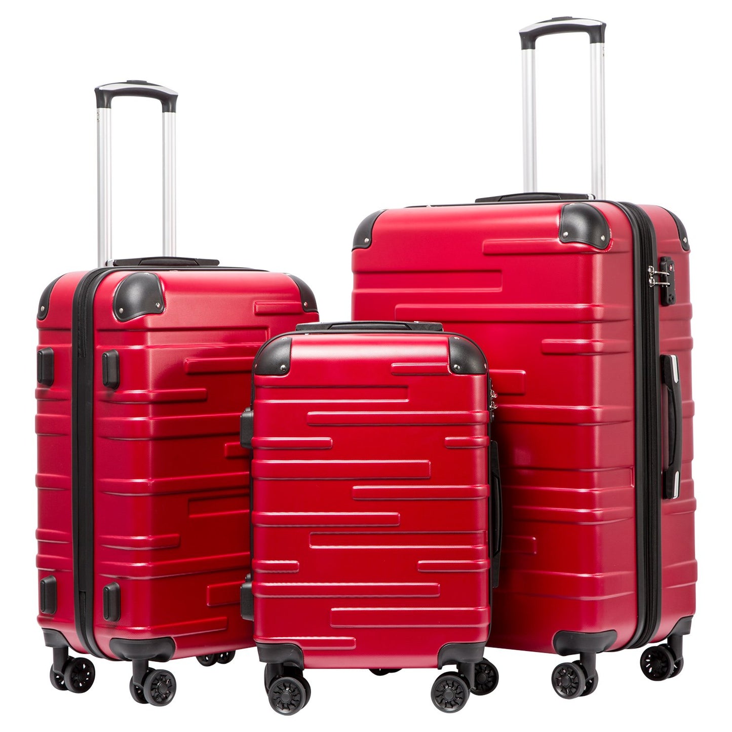 Coolife Luggage Expandable(only 28") Suitcase 3 Piece Set with TSA Lock Spinner 20in24in28in (lake blue)