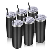 VEGOND Stainless Steel Tumblers Bulk 12 Pack, 20 oz Vacuum Insulated Skinny Tumblers with Lids and Straws, Double Wall Coffee Mug, Travel Water Cup, White