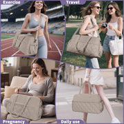 Quilted Puffer Duffle Bag for Women, Gym Bag Women, Ultra Lightweight Weekender Bags for Travel, Brown TILYMOL