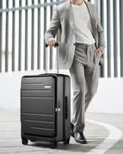 LUGGEX 28 Inch Luggage with Spinner Wheels, Expandable PC Hard Shell Checked Suitcase with Front Opening, Lightweight (Charcoal Metallic, 28 Inch)