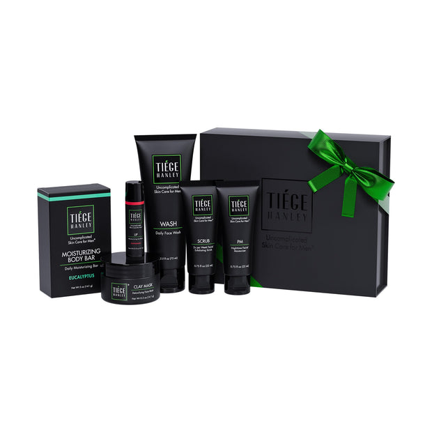 Tiege Hanley Mens Skin Care Gift Box Set, Bronze - Men's Skincare Set Includes Face Wash, Facial Moisturizer with SPF 20 Sunscreen & Moisturizing Lip Balm