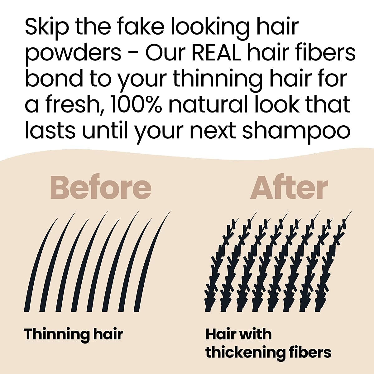 Hair Illusion Dark Brown Real Hair Fibers for Thinning Hair - 100% Natural Texture, Non Synthetic Hair Fibers - Bald Spot Cover Up for Women & Men - 38 Gram