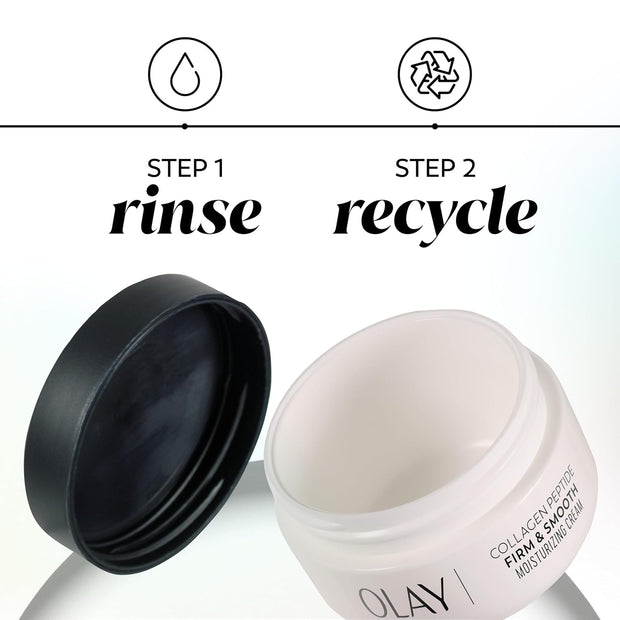 Olay Collagen Peptide Face Moisturizer, Firm & Smooth Cream -Fragrance-Free - Hydrating, Firming, Anti-Aging, Anti-Wrinkle, Firming, Smoothing - Recyclable Sustainable Eco Jar, Non-Greasy, 2 Oz