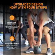 PreCut Kinesiology Tape for Knees, 12PCS Upgraded Waterproof KTQUICK Knee Tape for Knee Pain Relief Pre Cut, Original Cotton Athletic Knee Tape, Waterproof&Hypoallergenic Latex-Free for Sports (Black)