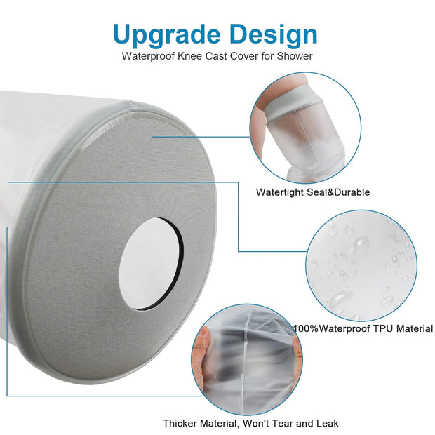Waterproof Knee Cast Cover for Shower,Watertight Cast Bag Covers- Shower Protector for Knee Replacement Surgery, Wound, Burns Reusable