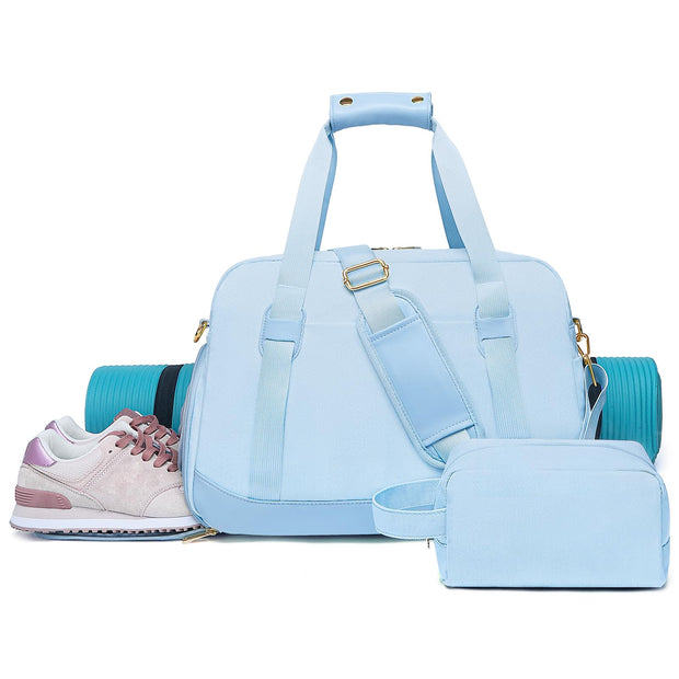 Sports Gym Bag for Women, Travel Duffle Bag with Shoe Compartment & Wet Pocket, Fitness Yoga Bag Weekender Overnight Bag Small