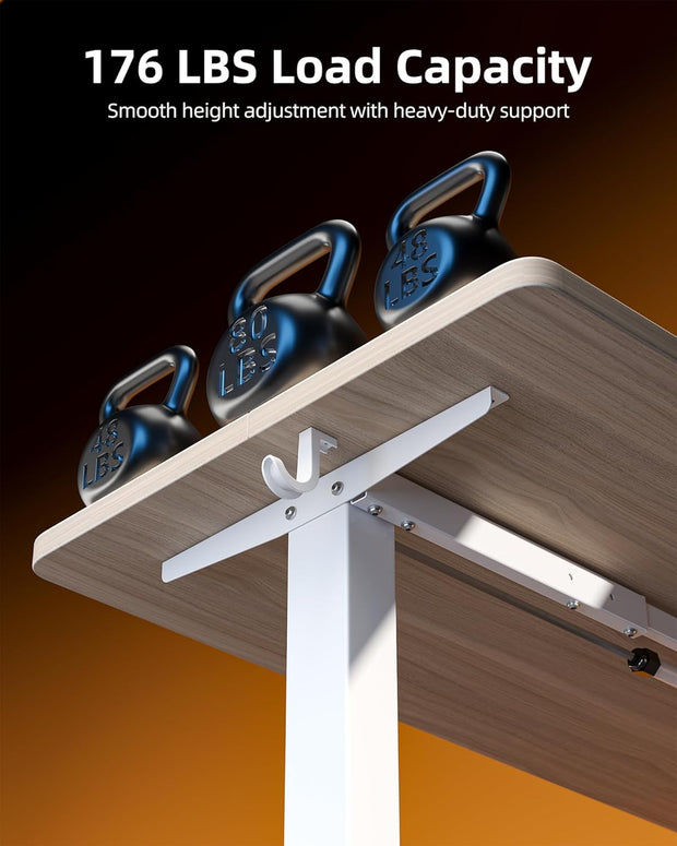 TIQLAB 55 * 24 Inches Electric Standing Desk, Adjustable Height Stand up Desk, Sit Stand Home Office Table with Splice Board, Light Walnut