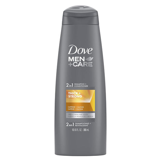 Dove Men+Care 2 in 1 Shampoo and Conditioner, Thick and Strong 12 Ounce
