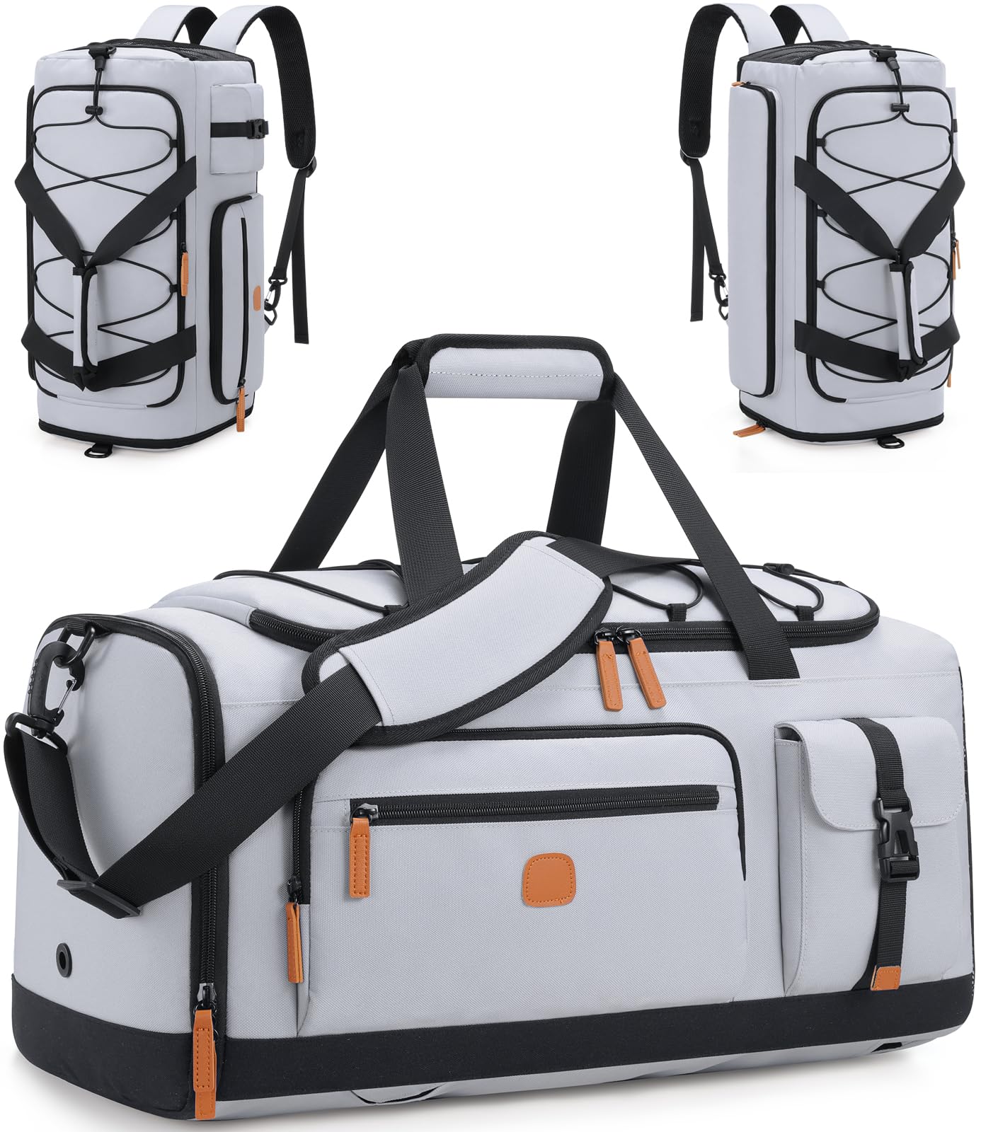 Gym Bag for Men and Women with Shoe & Laptop Compartment, 3-in-1 Sports Travel Duffel Bag Anti-Theft Weekender Carry-On Backpack for Airplane & Workout, Overnight Travel Bag,35L (Black, Medium)