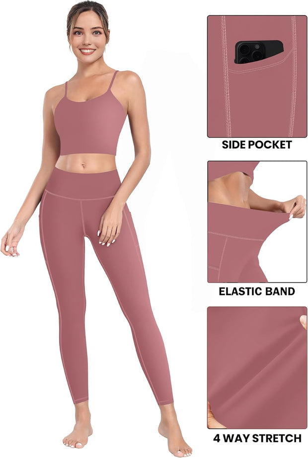 MIRITY High Waist Yoga Leggings with Pockets for Women - Buttery Soft Workout Stretchy Yoga Pants Pack of 4