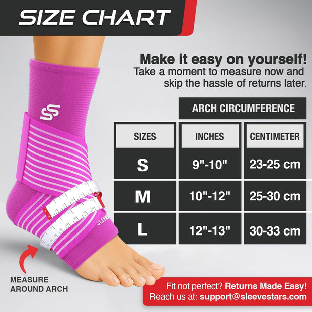 Sleeve Stars Ankle Brace for Women & Men, Ankle Wrap for Sprain, Compression Sleeve for Plantar Fasciitis Relief, Easy Customizable Support: w/ Removable Strap (Single/M:10"-12"/Black)