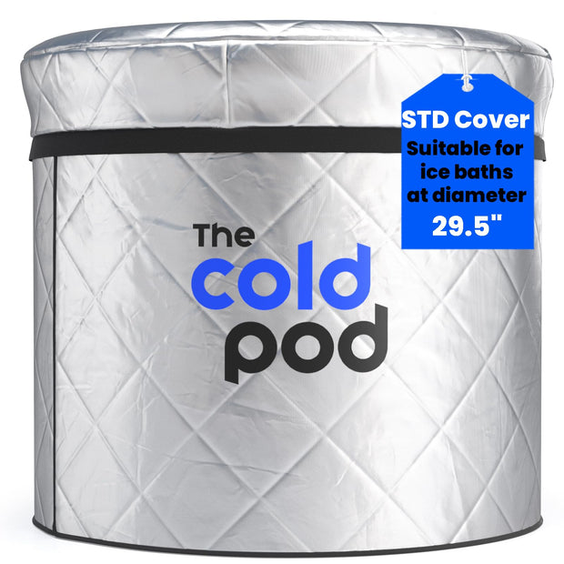 The Cold Pod Insulated Ice Bath Cover,Fits 85Gallons Round Ice Tubs at Diameter of 29.5",Silver UV and Sunlight Reflective Cold Plunge Tub Wrap,All Weather Resistant Protective Lid