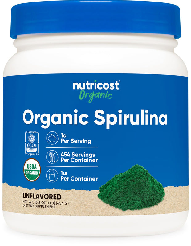 Nutricost Organic Spirulina Powder 2 LB - Pure, Certified Organic Spirulina