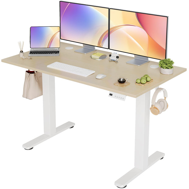 Seang Electric Standing Desk Adjustable Height, 40 x 24 Inch Sit Stand Desk with T-Shaped Frame, 3 Memory Presets & Cable Management for Home Office Computer Workstation, Black Frame/Black Top