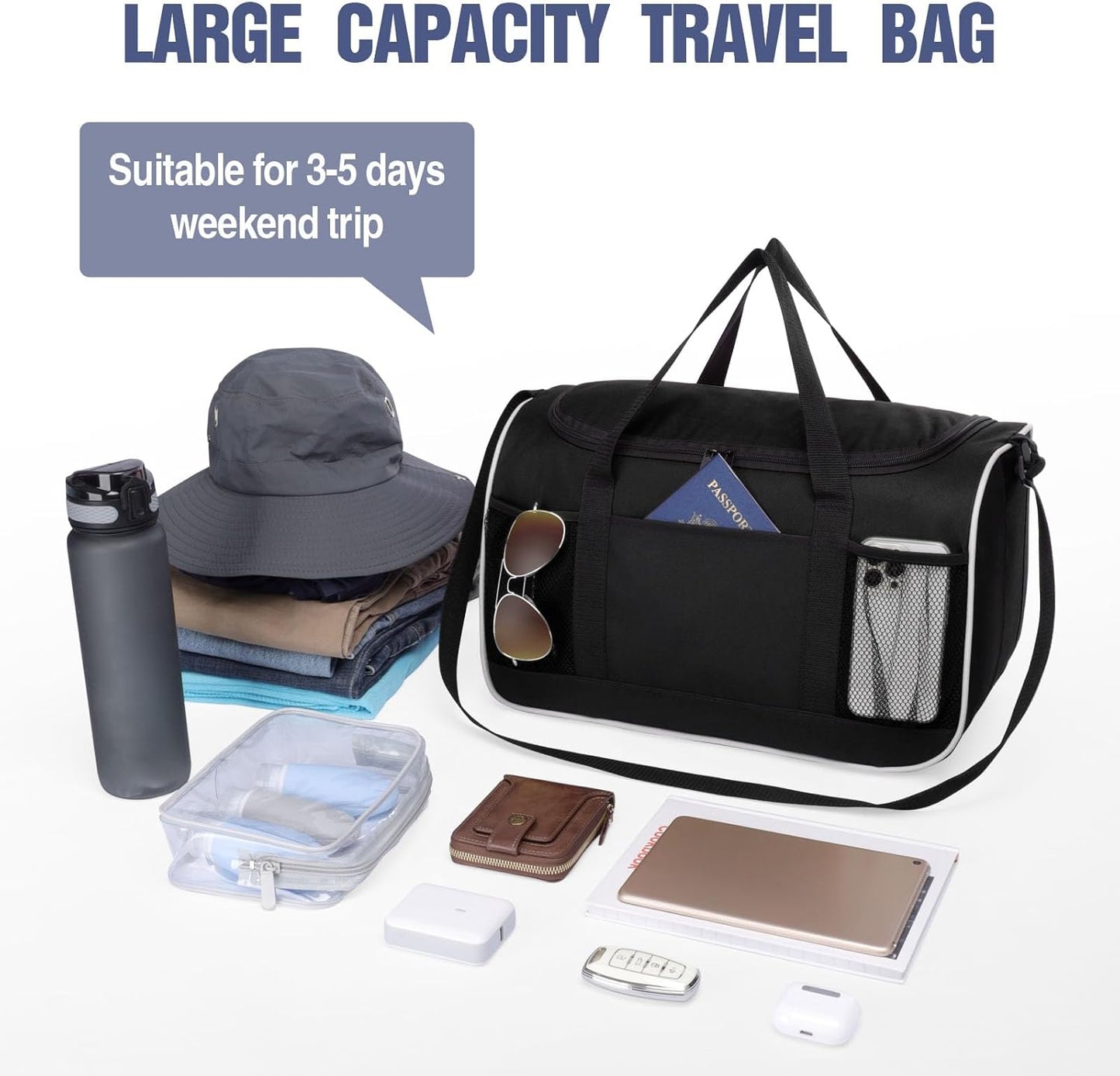 BuyAgain Duffle Bag, 17" Small Travel Carry On Sport Duffel Gym Bag.